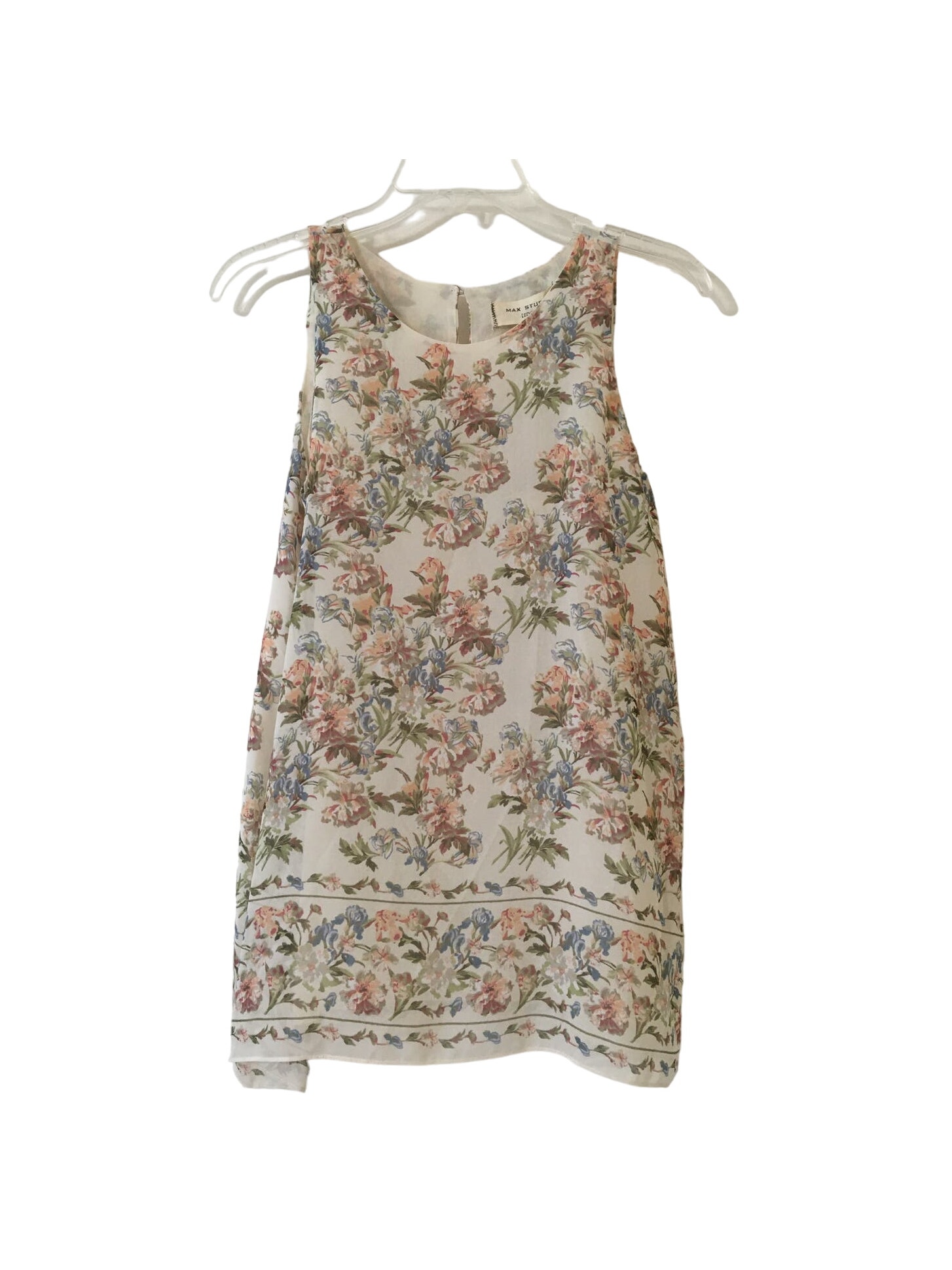 Nwt Max Studio Edit Xs Violette Lined Beige Floral Top Muted Blue Green & Pink